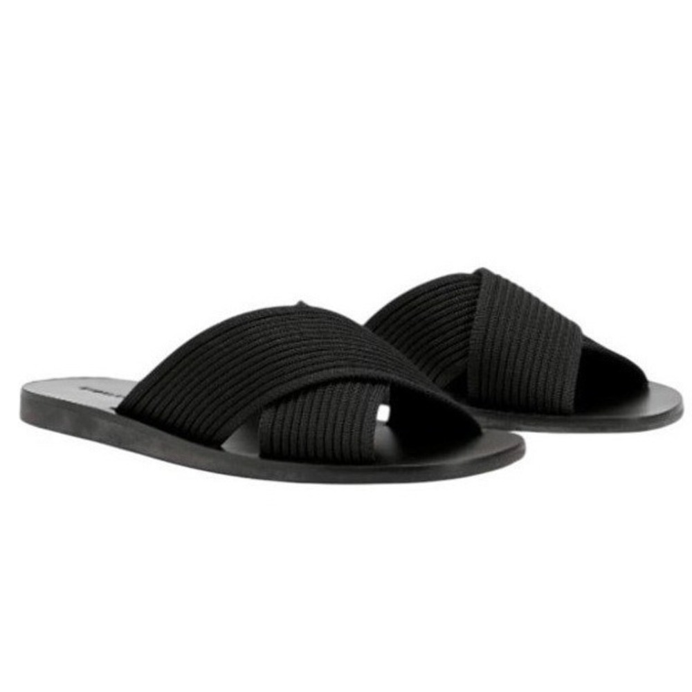 Everlane Black Woven Slide Sandals Women's Flat Slip On Minimalist Summer NWOB 7